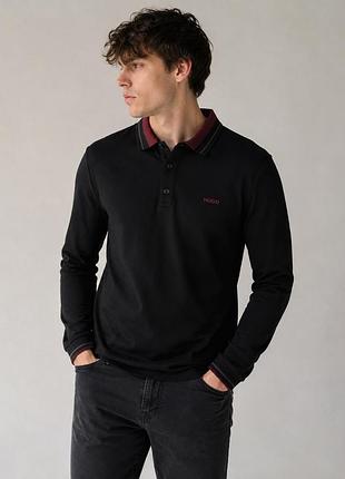 Hugo boss лонгслів поло чоловічий чорний