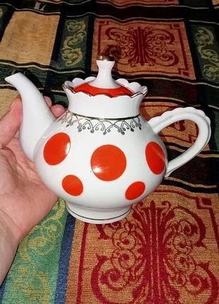Чайник фарфор ссср ретро винтаж ссср, горох