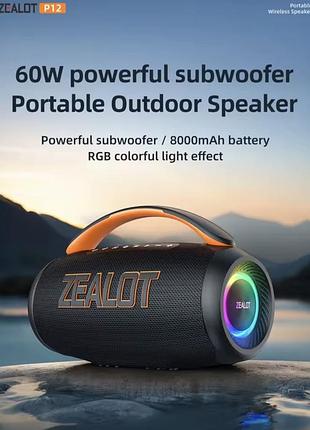 Портативна блютуз колонка zealot p12 60 w