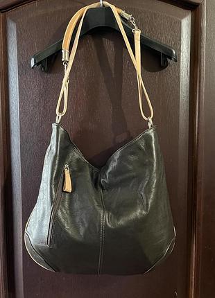 Коричнева шкіряна сумка genuine leather borse in pelle made in italy