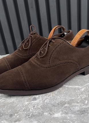 Edward green asquith oxford brogue cap toe чоловічі туфлі замша оригінал 46.5 eur