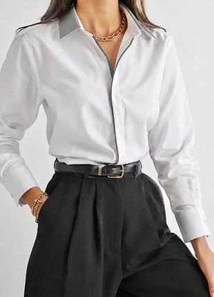 Базова біла сорочка/рубашка від  бренду george, розмір l-xl, для m-l буде більш вільно оверсайз, оздоблена сірою тканиною