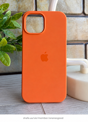 Чохол silicone case iphone 15 hermes orange ( силіконовий чохол iphone 15 з мікрофіброю)
