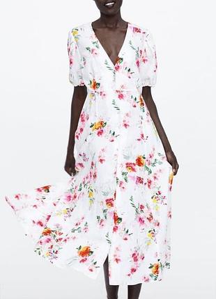 Новое шикарное льняное платье миди zara