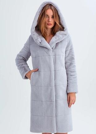Штучна шуба emass xs, s, сіро блакитна