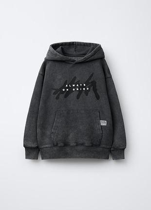 Худі з ефектом потертості та принтом графіті zara 4806 (3854/711/898)