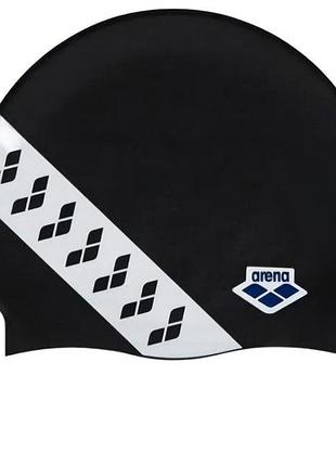 Шапочка силиконовая arena icons team stripe cap black/white one size
