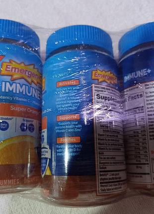 Emergen-c immune+  — жувальні таблетки, зі смаком апельсина, 21 жувальна таблетка оригінал. три банки