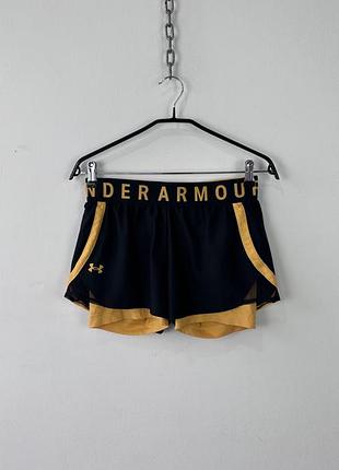 Жіночі спортивні шорти under armour womens 2 in 1 athletic running shorts size small black gold