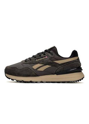 Кроссовки мужские reebok classic leather, коричневые кроссовки, демисезонные