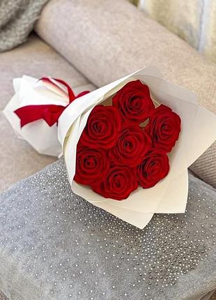 Букет із атласної стрічки троянд декоративний квіти з атласної стрічки подарунок дівчині