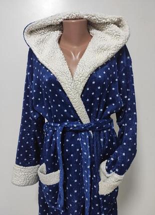 Жіночий м'якенький халат з капюшоном l/xl ог 126см уцінка
