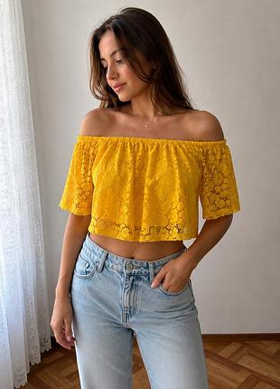🌼 жовта мереживна кофта amisu — розмір s 🌼