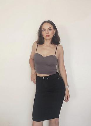 🖤 чорна джинсова спідниця-олівець hydee chicorée 32 розмір — міді, чорна джинсова спідниця
