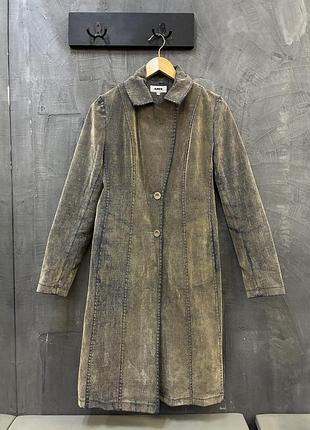 Цікавий плащ тренч велюр денім y2k vintage