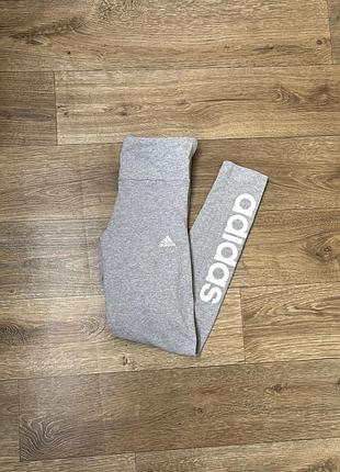 Дівчачі сірі меланжеві легінси лосіни adidas р.s, (34-36)