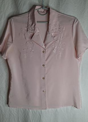 Винтажная нежно-розовая блузка marks &amp; spencer (st michael), р. m/l (uk 12) с вышивкой