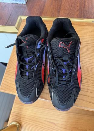 Підліткові puma inhale black/red — стильні ретро-кросівки, р. 37