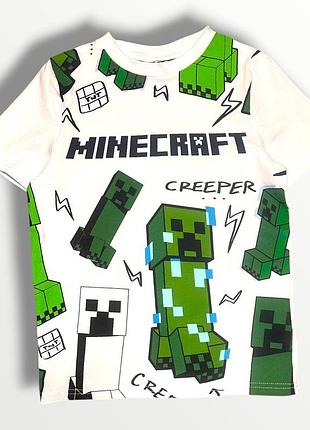 Біла футболка minecraft на хлопчика 7-8 років