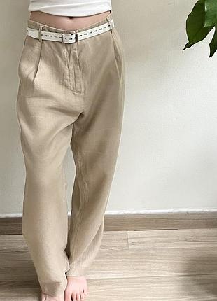 Жіночі круті лляні штани брюки від massimo dutti s/m ,брюки з льону  італія/ бежеві люксові штани брюки з льону