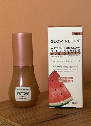 Бронзуюча ссяюча сироватка glow recipe watermelon glow niacinamide drops, колір sun glow