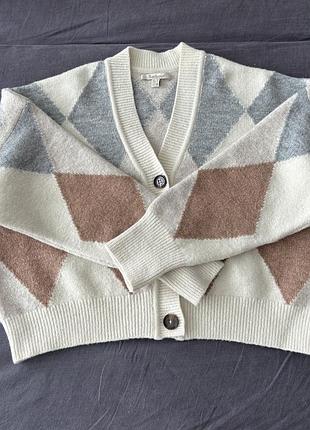 Вовняний кардиган barbour silvia cardigan оригінал в ромби р. s / 36 / uk 10