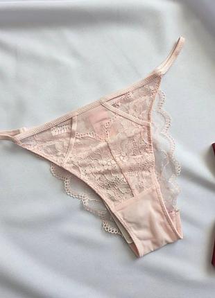 Трусики бразиліана мереживні рожеві m uk 10 xl uk 14 hunkemoller