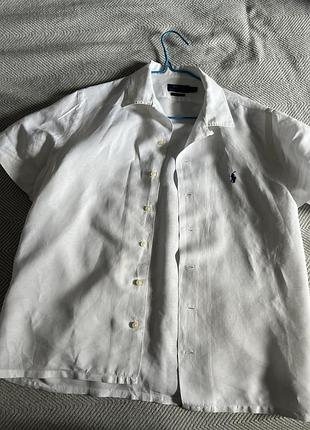 Сорочка біла чоловіча літня лляна polo