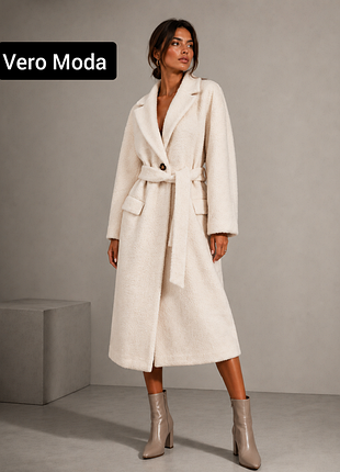 Пальто женское белое длинное седди от бренда vero moda xl