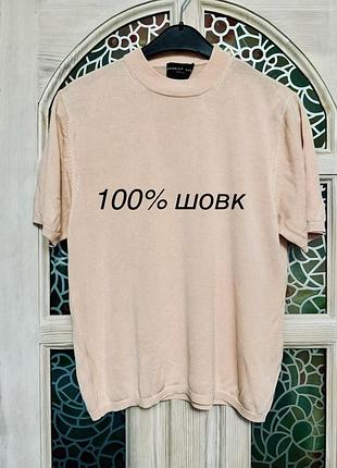 100% шовк трикотажний топ американка футболка бренд august silk