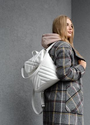 Шикарный необычный белый женский супер удобный  рюкзак на кожен день8 фото