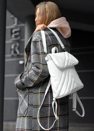 Шикарный необычный белый женский супер удобный  рюкзак на кожен день9 фото