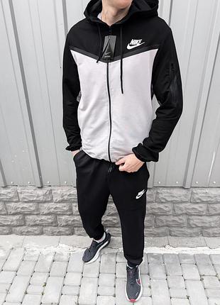 Чоловічий спортивний костюм nike чорний з сірим🔥  🖤