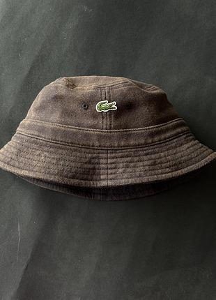 Панамка lacoste з вивареним ефектом (коричнева)