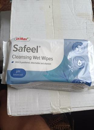 Влажные салфетки для очищения кожи dr.max safeel cleansing wet wipes (72 шт.)