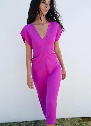 Міді сукня zara кольору фуксія