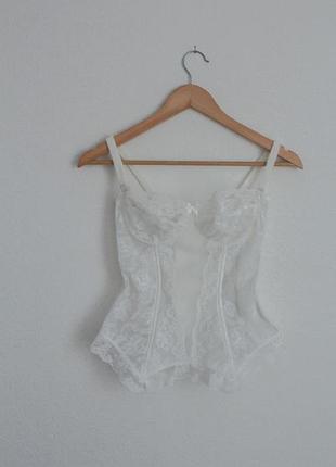 Вінтажний мереживний корсет-бюстьє gossard / білий моделюючий корсет