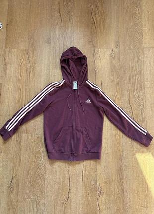 Бордова олімпійка adidas з капюшоном