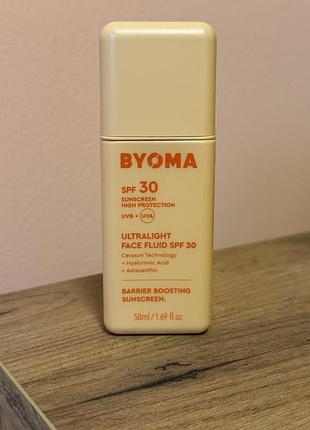 Byoma ultralight face fluid spf 30 санскрін легкий флюїд з спф есенція  сонцезахисний крем для обличчя