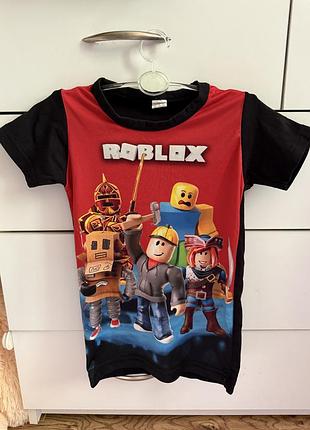Чорна бавовняна футболка дитяча roblox, роблокс на зріст від 104 до 110 см