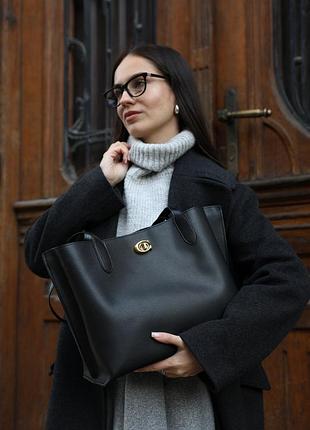 Сумка - шопер coach willow tote 34 in black чорна жіноча
