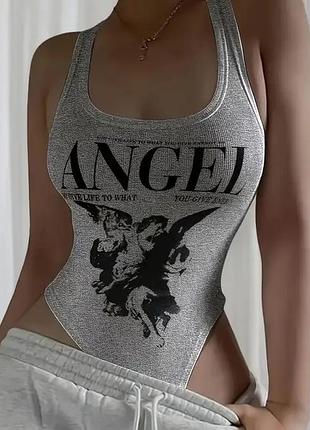 Трендове боді майка з принтом angel — мастхев твого гардероба!