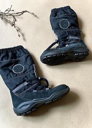 Термочоботи зимові дитячі для дівчинки ecco gore-tex 28 розмір устілка 17,5 см | чорні на вузьку ніжку