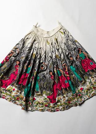 Vintage pattern pleated skirt [dwh017375]