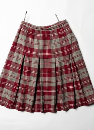 Kinloch anderson vintage midi kilt skirt wool red plaid pleated scotland  [dwh017379]