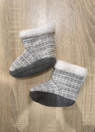 Теплые детские пинетки-чебитки h&amp;m, р. 20-21