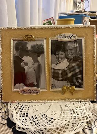 Подвійна фоторамка lawrence frames до 50-ї річниці, жовта, квіткова