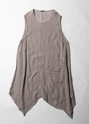 Grizas 100% linen asymmetric dress - sleeveless  [dwh017382]