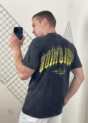 Графітова виварена футболка boohooman worldwide skull print washed t-shirt