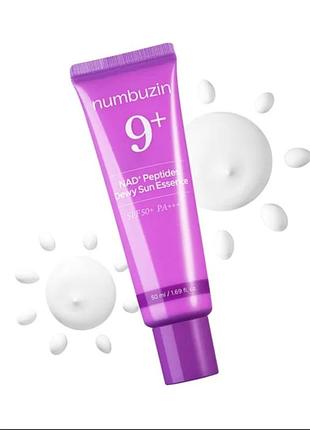 Numbuzin no.9 nad+ peptides dewy sun essence 50ml
антивозрастная солнцезащитная эссенция с эффектом сияния 50 мл